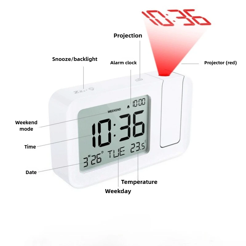 2025 Digital Projection Alarm Clock Rechargeable LED USB Charger Projector Alarm Clock For Office Bedroom Bedside Desktop Clock