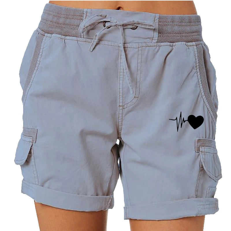 Trending Love Printed Women Short Pants Summer Women Cargo Shorts Casual Loose Drawstring Shorts Elastic Waist Comfy Shorts