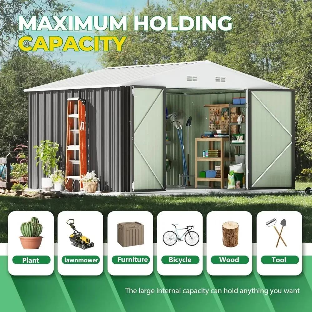 8 x 10 FT Metal Garden Sheds & Outdoor Storage Clearance, Large Tool Shed Outdoor with Single Lockable Door for Lawn Backyard