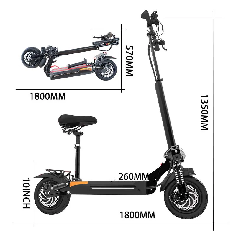 40MPH Fast Speed Electric Scooters with Seat 18AH Lithium Battery Adult