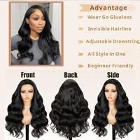 Vague de corps demi-perruque cheveux humains sans colle perruque cheveux humains prêt à porter 3 en 1 demi-perruque avec cordon 250 densité demi-perruques 2