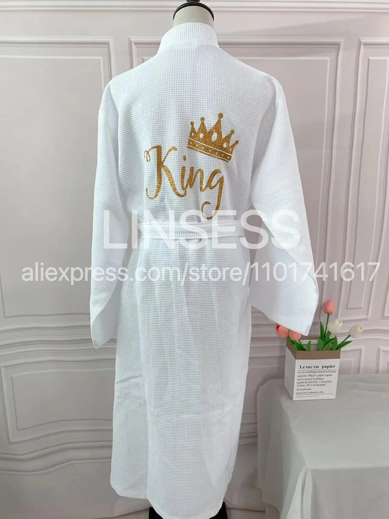 ワッフルバスローブセット カップル用 2ピース ミスターとミセス