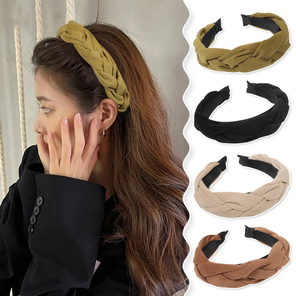 

Autumn and winter Flannelette Fried Dough Twist High Skull Hair Hoop For Female Wash Face Hairbands Headwear Hair Ornament