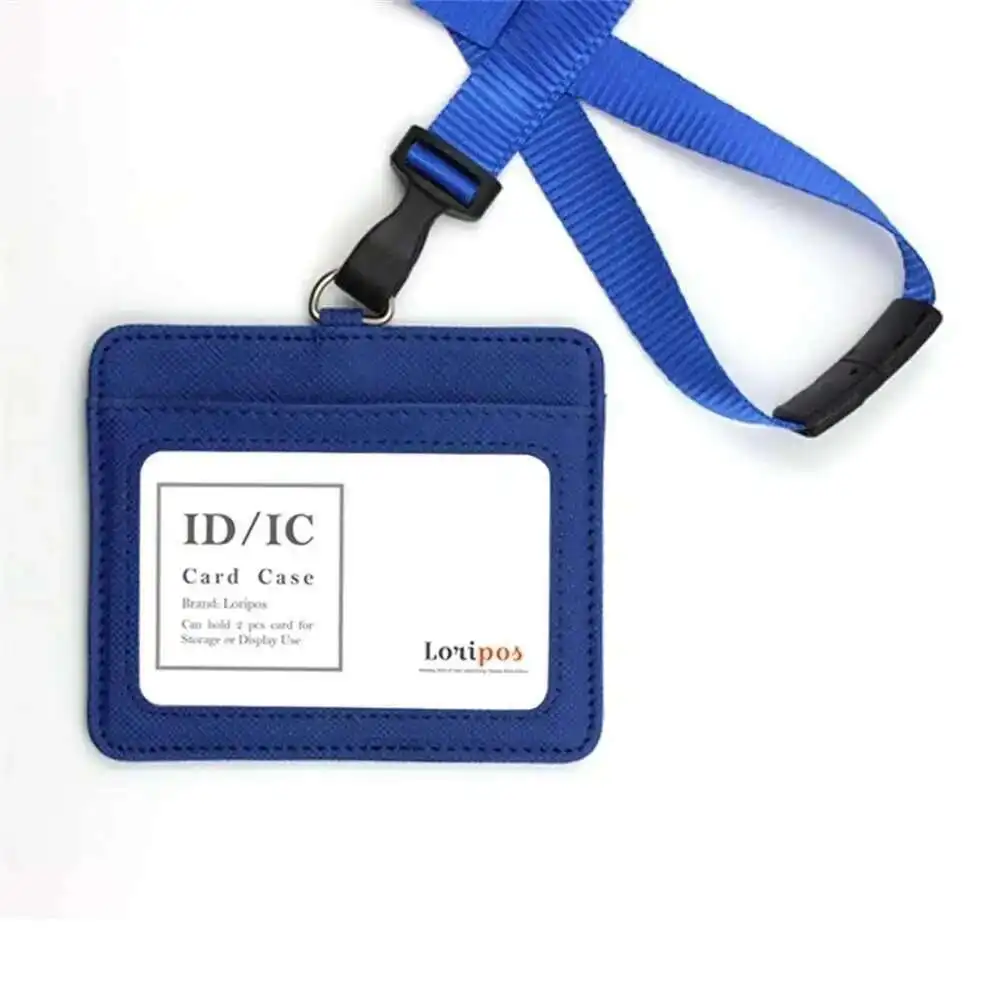 Id 가죽 홀더 케이스 Pu 비즈니스 배지 카드 홀더 목걸이 매는 밧줄 로고 사용자 정의 인쇄 학교 사무용품