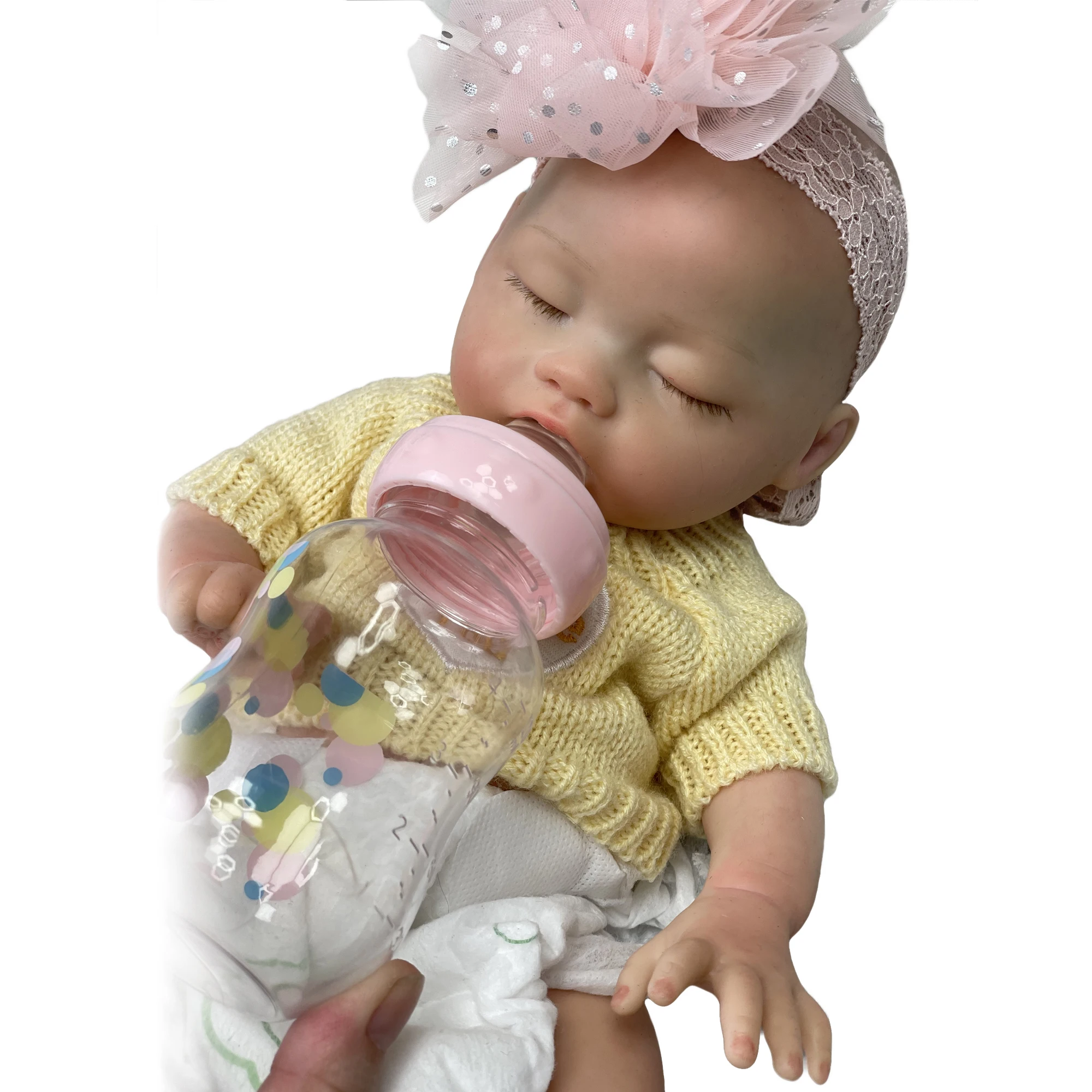35 CM Soft Full Body Solid Silicone Bebe Reborn Doll Can drink milk can pee  boneca