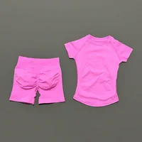 2 Pcs HISTELLO Impact Sports Sets Short Sleeve Seamless Yoga Top Fitness Set Women Workout Running Sports Shorts Gym Suit - Image 5