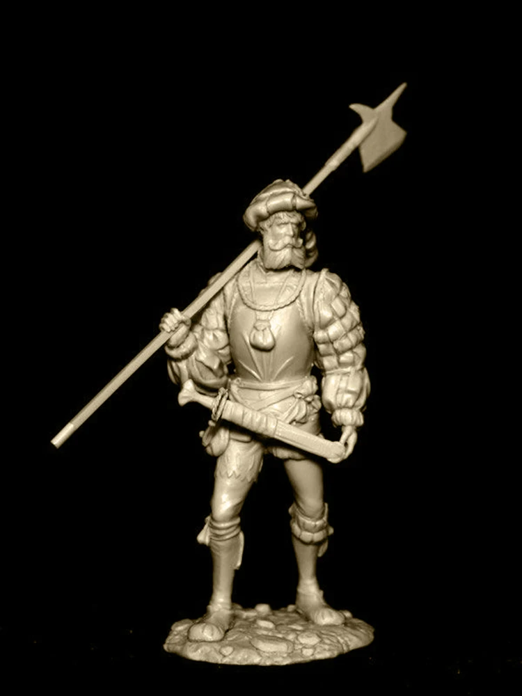 Neuer unmontierter 1/24-Modellbausatz eines antiken Kriegers mit Speer, Harzfigur, unbemalt