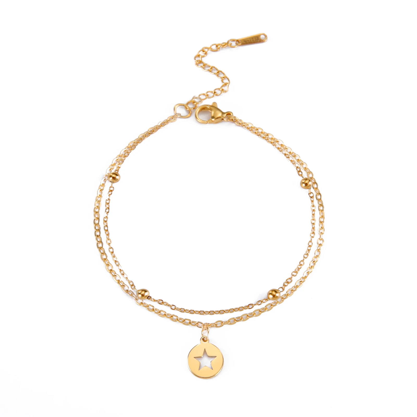 Skyrim-Inspired Sun and Moon Charm Double-Layer Bracelet – Stainless Steel Jewelry Gift