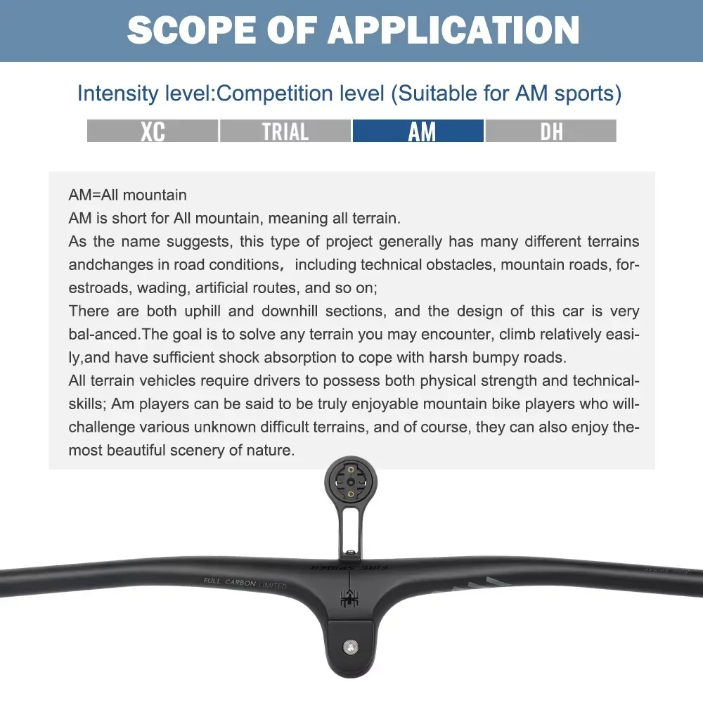 FIRE SPIDER AM XC Bike Handlebar Full Carbon Mountain Bike Handlebar 750/770/790/810MM Bicycle Integrated Handle Bar