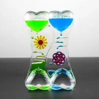 Toy Double Heart Liquid Motion Bubble Drip Oil Hourglass Timer Clock Kids Gift 1