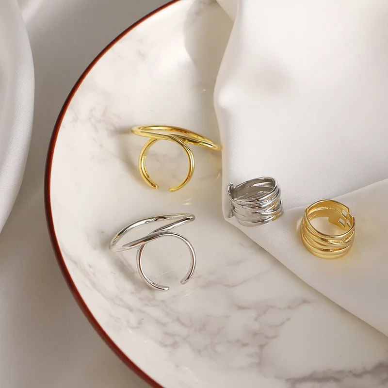 Women Rings Exaggerated Lines Rings for Women Fashion Simple Distorted Geometric Party Statement Designer Jewelry 2pcs/set finger rings,womens ring,jewelry rings,ring jewelry