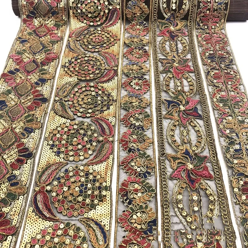 Lace Ribbon Lace Sewing Supplies Lace Sewing Accessories 1 Yards Flower Embroidery Lace Trim Sequined Ethnic Ribbon DIY Sewing Supplies for Clothes Dress Designer Fabric