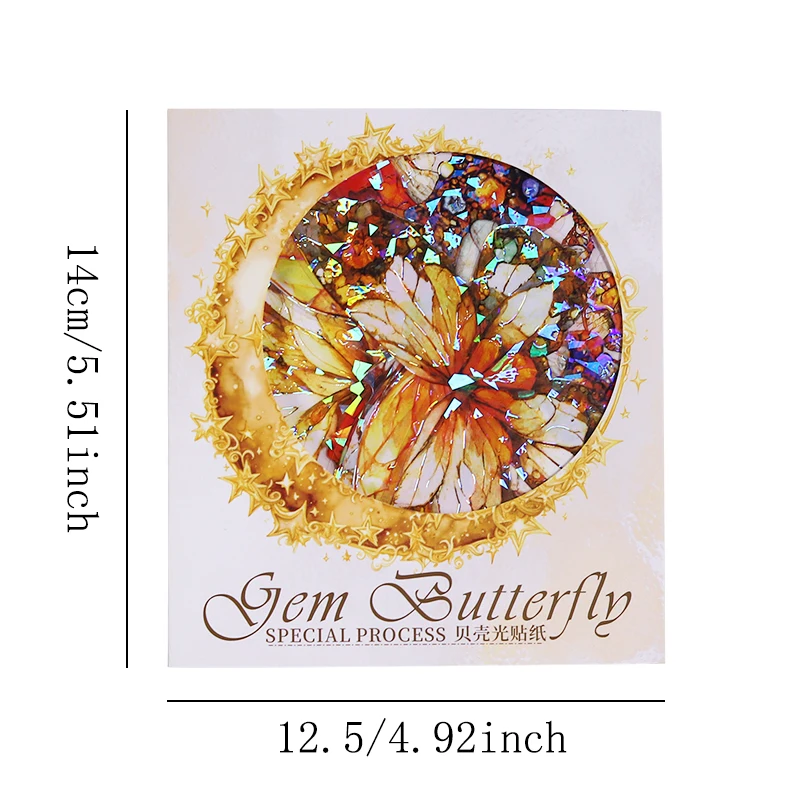 Set of 5 Glitter Butterfly Decorative Stickers for Journaling and Scrapbooking