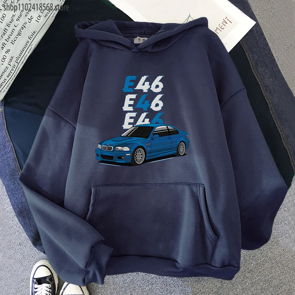 Cool E46 M3 Car Print Hoodies Hot Anime Graphic Sweatshirt Long Sleeve Casual Y2k Sudaderas Autumn Winter Spring Coat Fleece Top