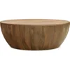 Solid Mango Wood Modern Industrial 34 Inch Wide Drum Coffee Table in Natural, Fully Assembled 1