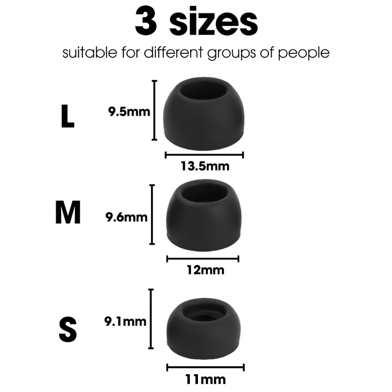 Premium Soft Silicone Earbud Tips - Comfortable Replacement Earplug Covers for Wireless Headphones