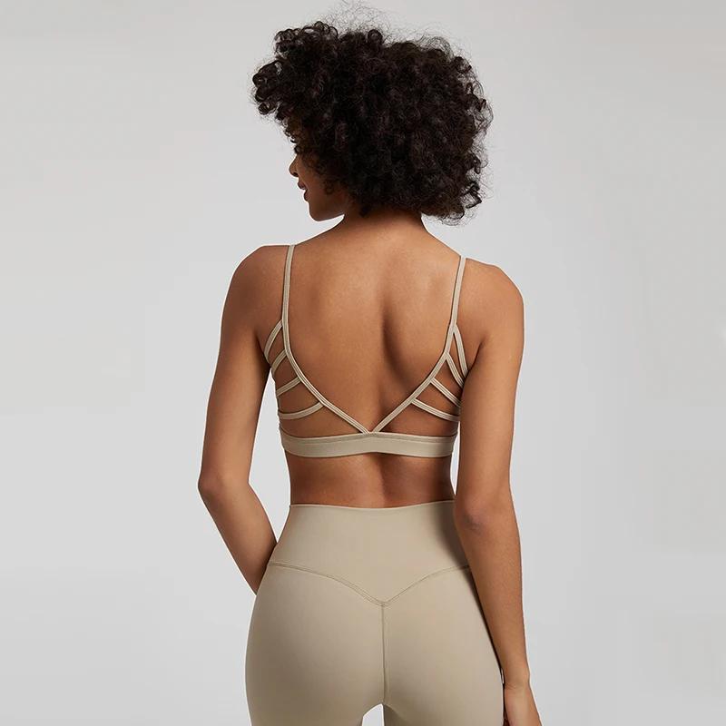 SHINBENE Super Cloud Open Back Sports Bra 8 Way Stretch Deep U Neck Bra Padded Fitness Top for Women