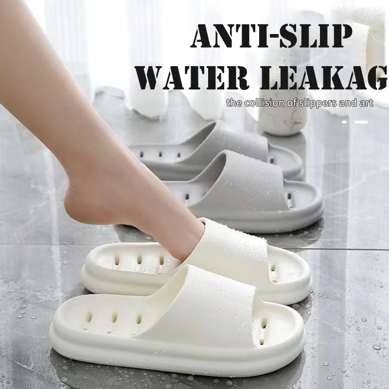

WaterLeaky Bathroom Slippers Quick-drying Shower Hollow Out Indoor Summer Soft EVA Shoes Anti-Slip Flip Flops for Men Women