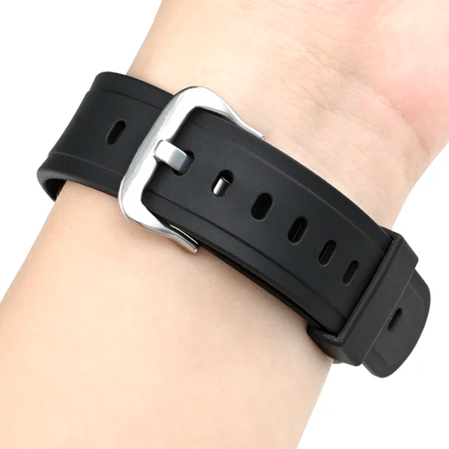 TPU Resin Strap for Casio AW-90H Electronic Watch Band Black