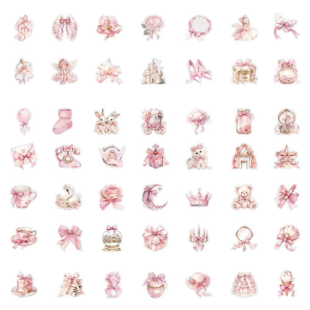 Cute Pink Cartoon Stickers Pack for Aesthetic DIY and Decoration