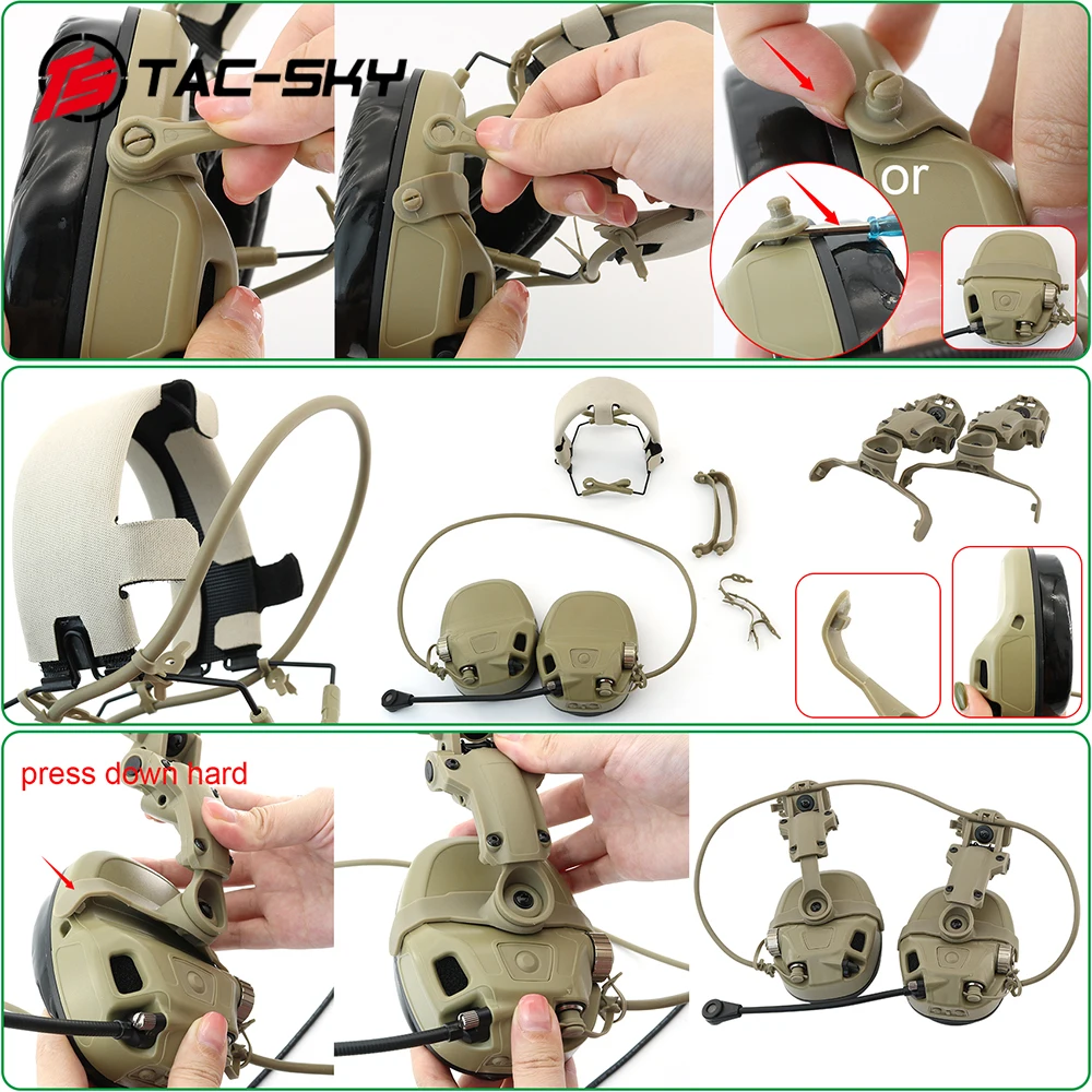 TS TAC-SKY Tactical Helmet ARC Rail Adapter Compatible with FCS AMP / TAC-SKY AMP Headset for Ops-Core FAST / ACH / MICH Helmet