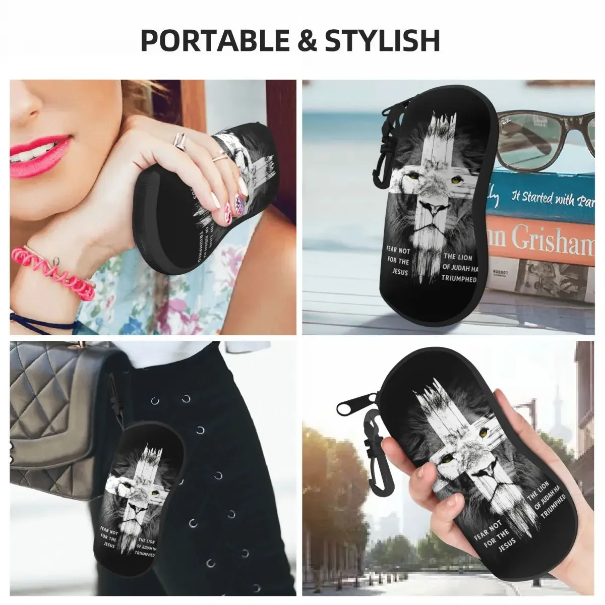 Lion Cross Jesus Christian Lord Shell Eyeglasses Protector Cases Cool Sunglass Case Judah Christian Faith Glasses Bag