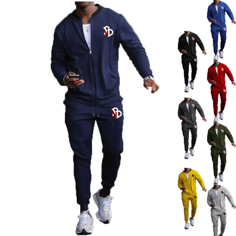 

Spring And Autumn Men's Sportswear Set Europe And The United States Style Casual Fitness Zipper Jacket Trousers Two-piece Set