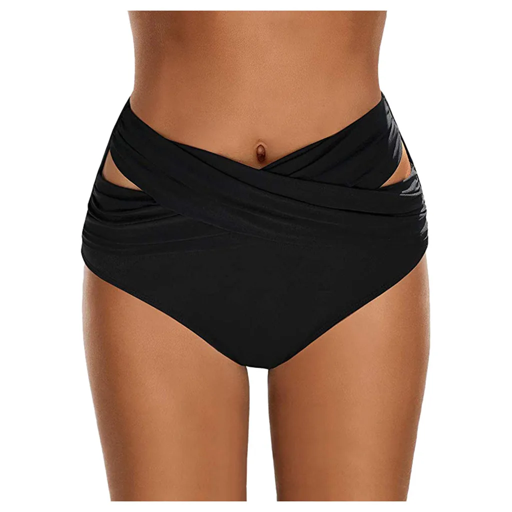 

Beach Shorts 2023 Women High Waist Ruched Bikini Bottoms Tummy Control Swimsuit Briefs Pants Swimming Shorts Basic Trunks New