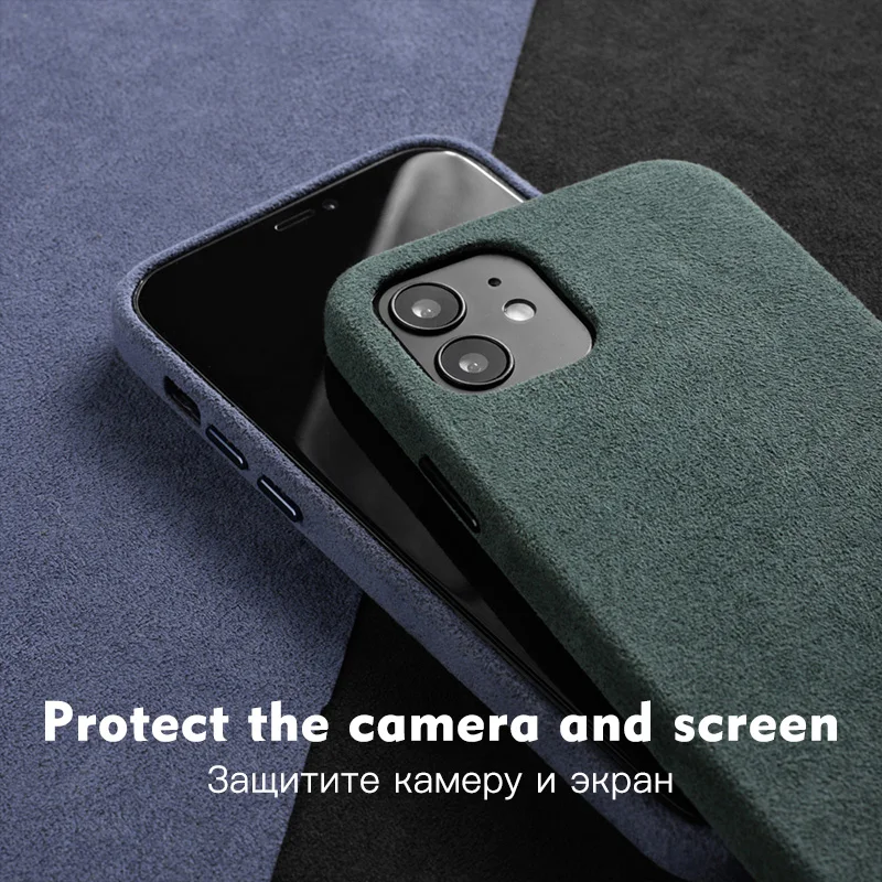 Фото Чехол ручной работы из алькантары для iPhone 13 Pro Max 12 mini 11, роскошный чехол из замши для телефона в деловом стиле с суперкамерой №4
