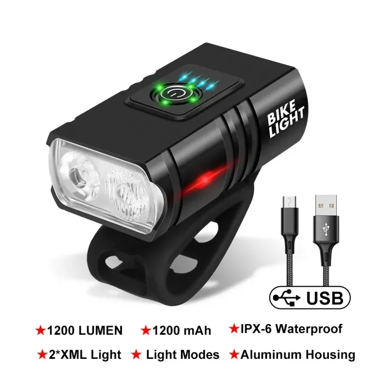 1200LM T6 LED Bicycle Headlight Modes USB Rechargeable MTB Bike
