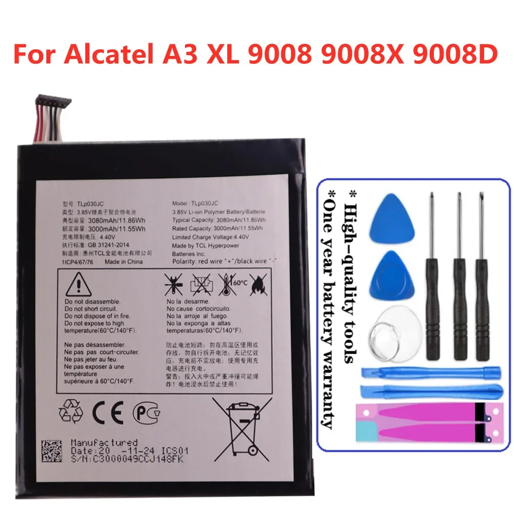 

3000mAh TLP030JC For Alcatel One Touch A3 XL 9008 9008X 9008D Phone Battery High Quality Replacement Batteries In Stock + Tools