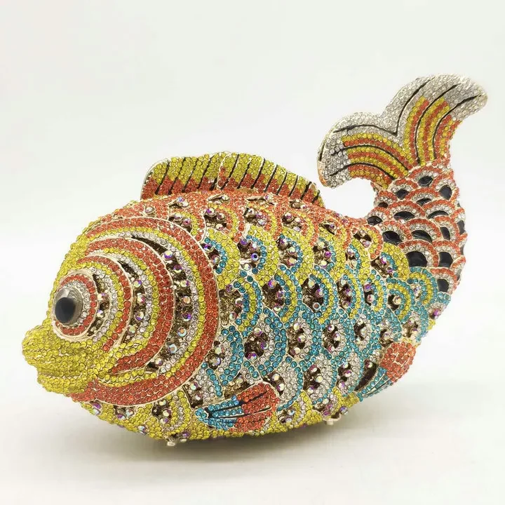 Boutique De Fgg (In Voorraad) Bling Fish Clutch Vrouwen Kristallen