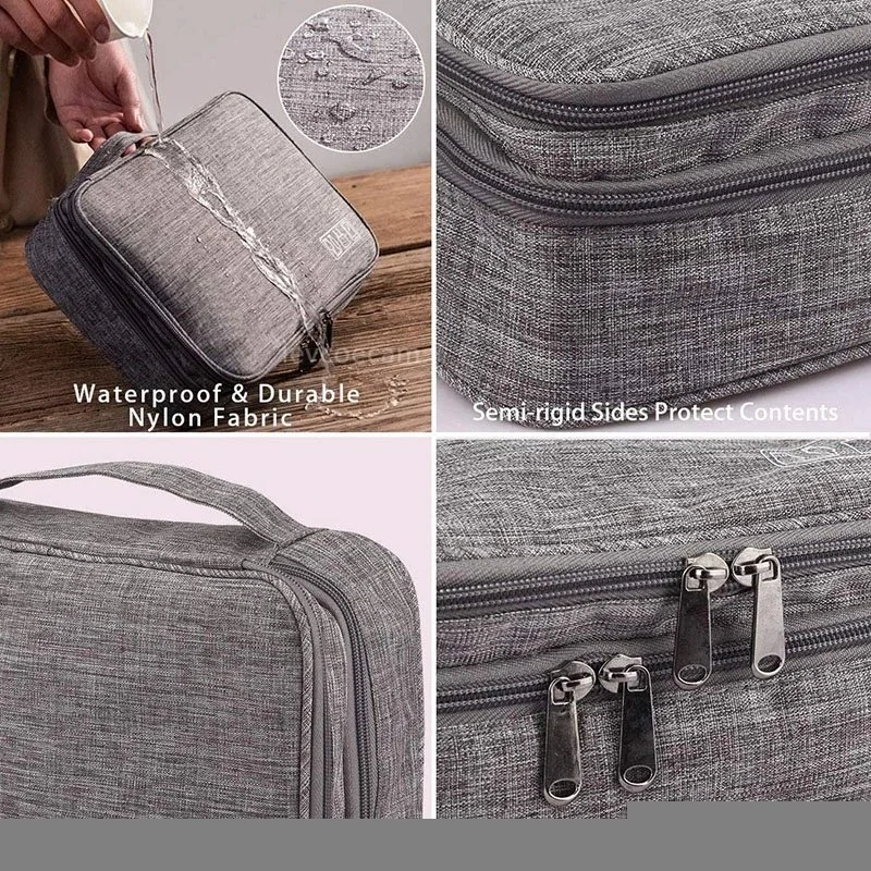 Electronic Cable Organizer Bag Waterproof Travel Storage Bag with Adjustable Divider, Shockproof Portable Double Layer Tech Bags - 5