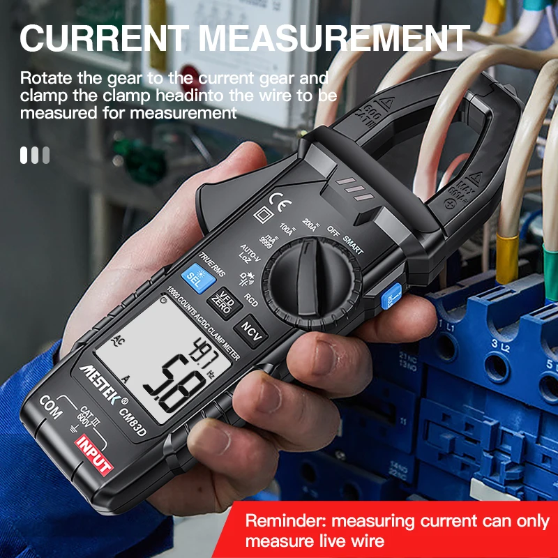 MESTEK Digital Clamp Meter AC DC Current Voltage Auto Range