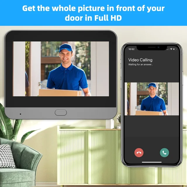 Wireless Doorbell Peephole in The Door with Camera 4.3 Inch Screen 2-way Audio Intercom Video Recording Wifi Digital Magic Eye 5