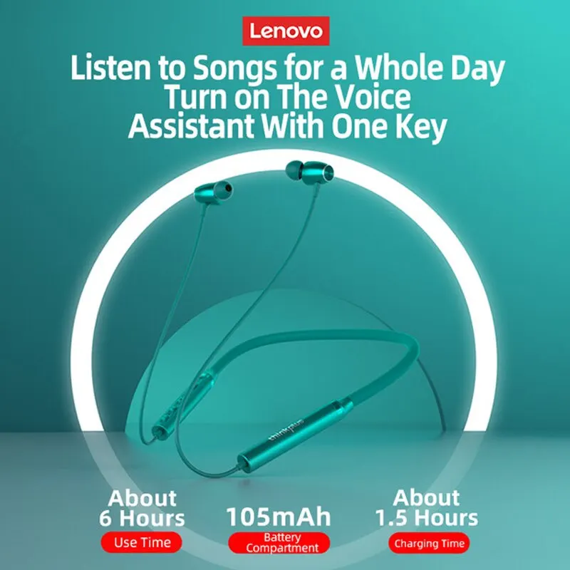Original Lenovo HE05X Bluetooth Neckband Earphones Wireless Earbuds Magnetic Neckband Earbuds Waterproof Sport Headset with Mic 4