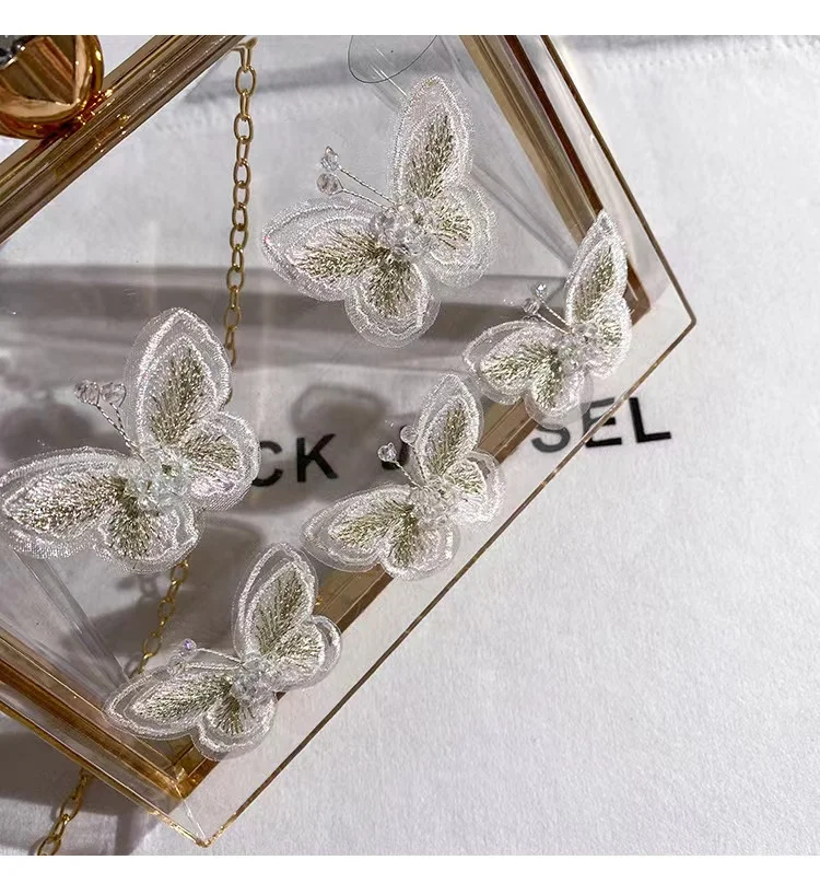 High Quality Transparent Acrylic Box Square Bag Appliques Bow Women Fashion Handbag Lady Purse Female Shoulder Crossbody Bag