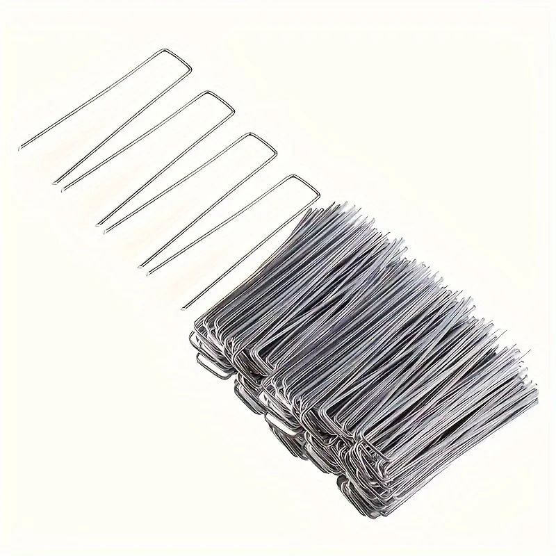Landscape Staples 50pcs U-Shaped Garden Pins Garden Stakes Staples Heavy Duty Yard Lawn Tent Stakes Securing Pegs For Weed Ba garden staples