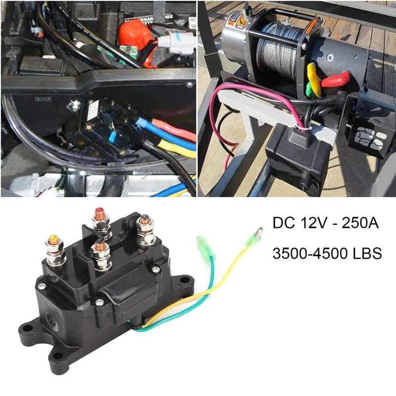 

12V 250A Winch Relay Winch Rocker Thumb Switch Combo With 6 Protecting Caps Universal For ATV UTV 2000-5000 Lbs Winch