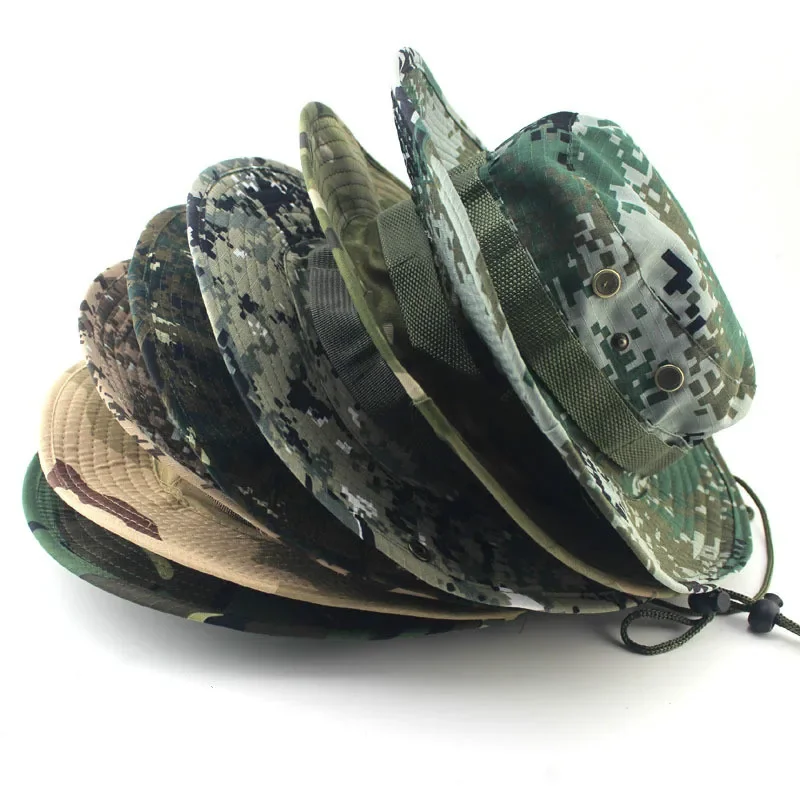 Camouflage tactical boonie hat men outdoor sports sun bucket cap 60CM camouflage hat tactical hat