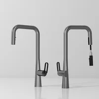 ก๊อกน้ําห้องครัวดึงเดี่ยวทองเหลืองหมุนร้อนและเย็นแปรงทอง Water Saving Decked Sink Mixer Tap ใหม่แฟชั่น 4
