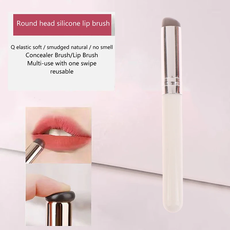 Q Bullet Round Head Silicone Angled Concealer Brush Like Fingertips Q Soft Portable Silicone Lip Brush Lipstick Brush