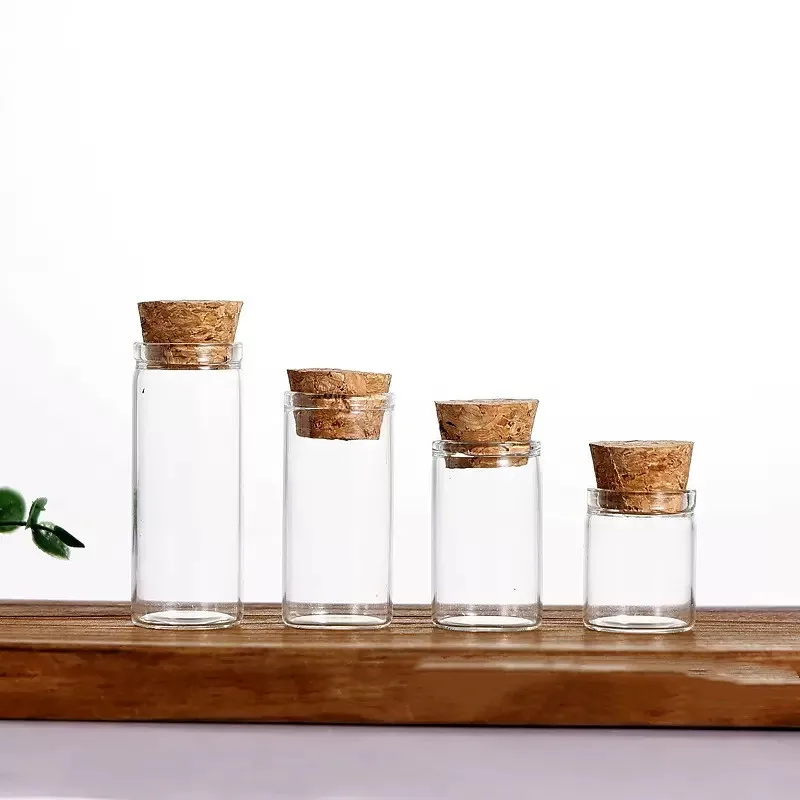 1X 5ml-14ml Mini Test Tube Glass Bottles with Cork Stopper Spice Sand Liquid Food Bottles Container Jars Vial DIY Craft Gift 4