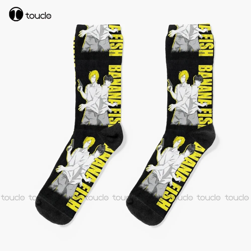 Banana Fish Kiss Yaoi Ash Eiji Ash Eiji Banana Fish Ash Yellow Black Art Anime Socks Calze Da Calcio Natale Capodanno Regalo Art
