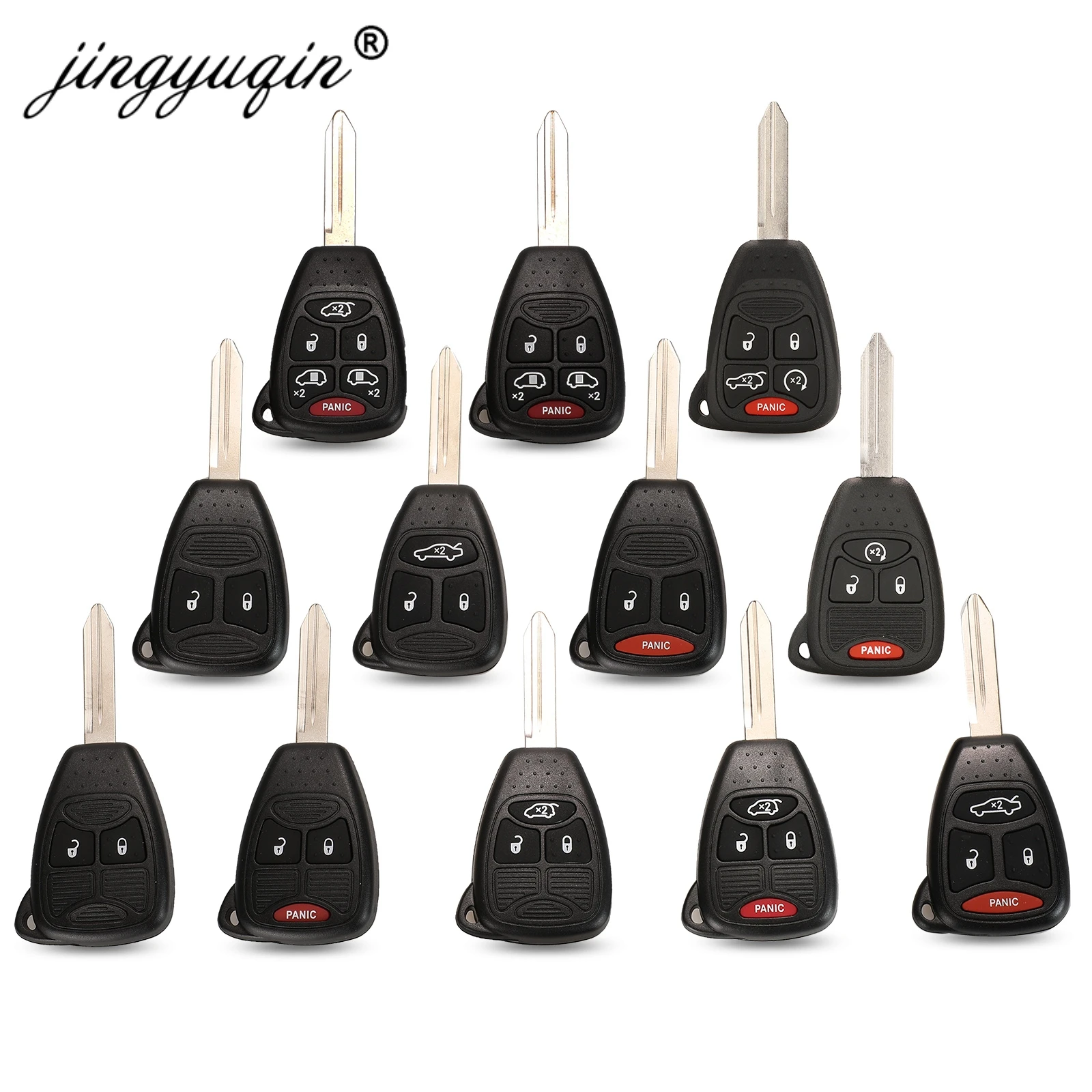 Car Key Shell Jingyuqin Car Key Shell Case 2/3/4/5/6 Buttons For Chrysler Pacifica Aspen 300 Dodge RAM Caravan Jeep Commander Grand Cherokee