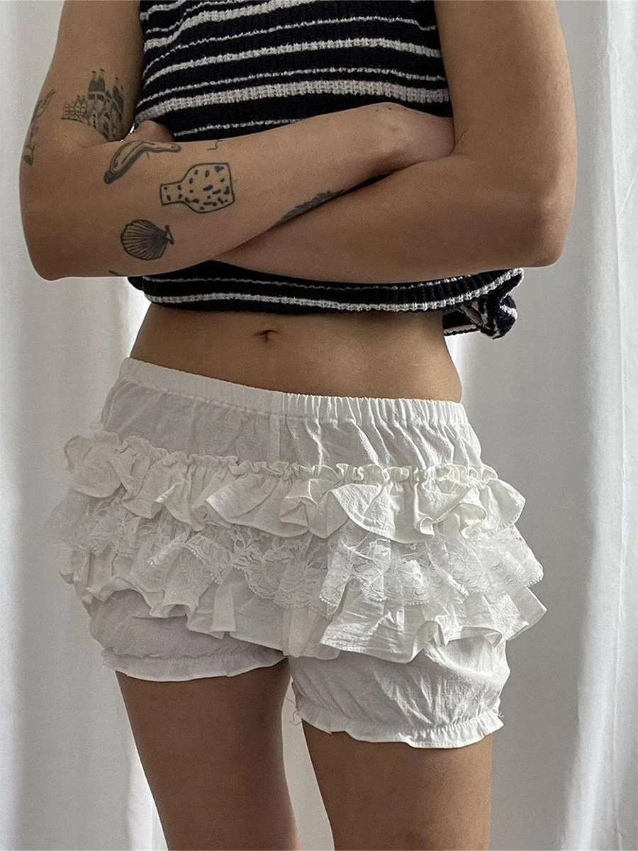 Women's Ladies Ruffled Lace Bloomers Frilly Knickers Panties Burlesque  Lingerie