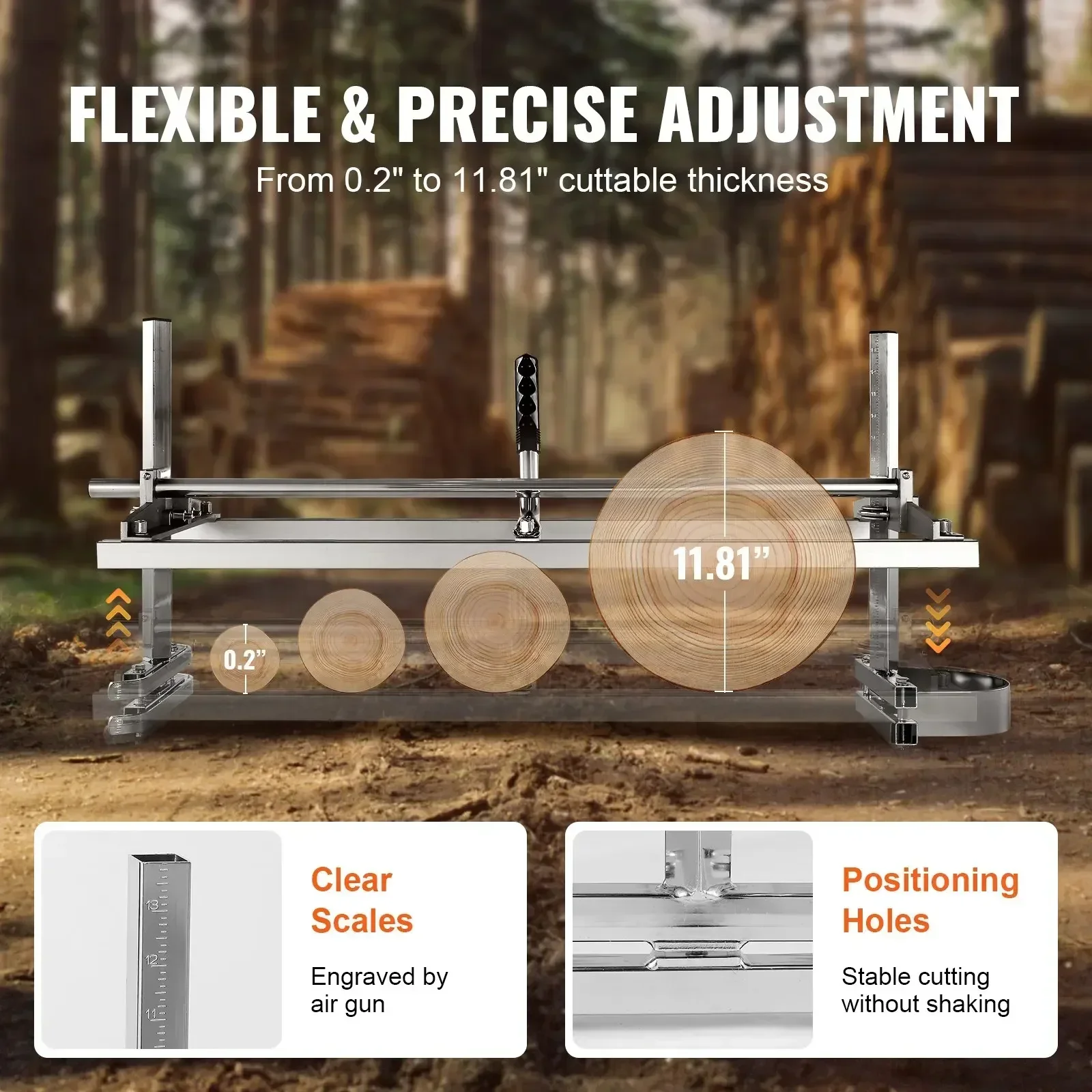 VEVOR Frame Support for Horizontal Shear Saw Length Adjustable 355-914mm Support for Wood Work w Outdoor Galvanized 4