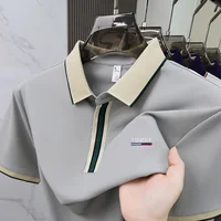 Polo imprimé de marque de luxe à manches courtes pour homme, haut d'été haut de gamme en soie glacée, confortable, respirant, décontracté, T-shirt professionnel 4