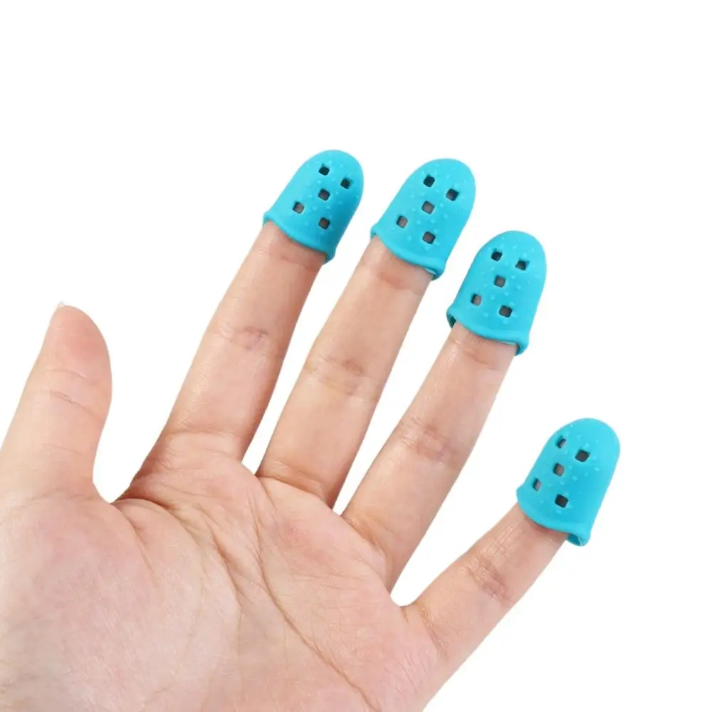 Guitar Finger Guards 4pcs/set Solid Color Non-Slip Rubber Thimble