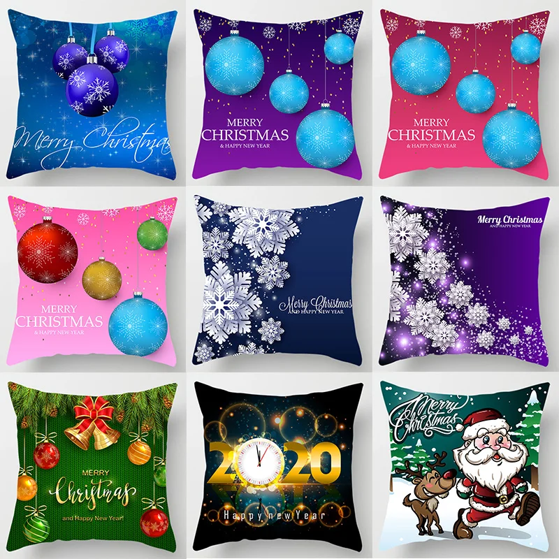 

Different Color Christmas Ball Snowflake Pillow Cases Short Plush Thick Pillow Covers Sofa Decoration Cushion Covers